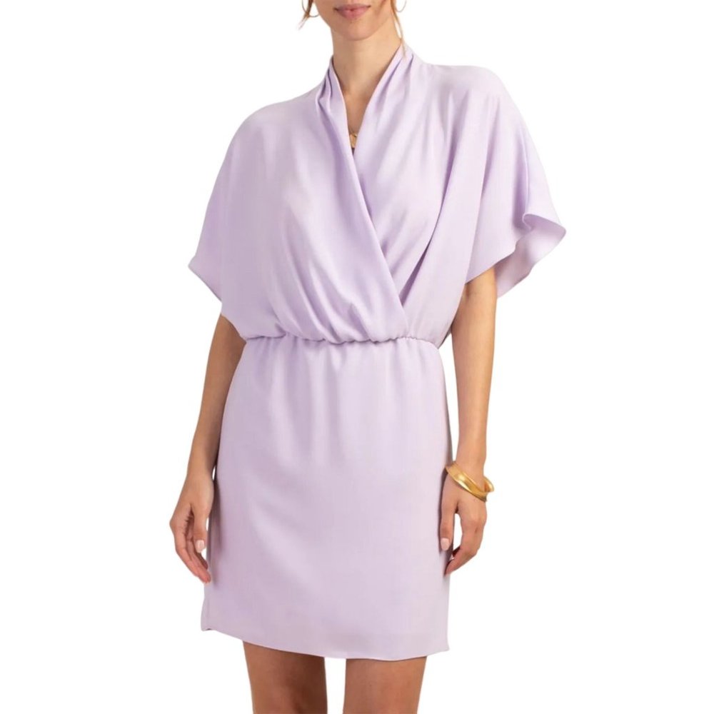 Trina Turk Women's Concourse Surplice Blouson Dress, Lilac Breeze Large